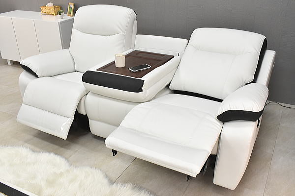新品 電動リクライニングソファ3人掛けソファー OKIN社製モーター WH BK色 高級37万円 3P快適おしゃれモダン北欧 家具:NW44-12Y-SS_画像2