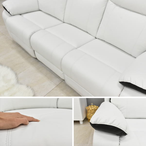 新品 電動リクライニングソファ3人掛けソファー OKIN社製モーター WH BK色 高級37万円 3P快適おしゃれモダン北欧 家具:NW44-12Y-SS_画像7