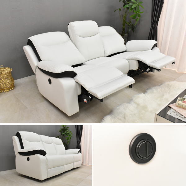 新品 電動リクライニングソファ3人掛けソファー OKIN社製モーター WH BK色 高級37万円 3P快適おしゃれモダン北欧 家具:NW44-12Y-SS_画像8