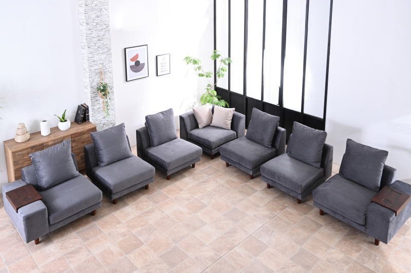 新品 一時撥水 傷に強い ファブリック張り コーナーソファー ダークグレー 7点セット リビングソファ 応接 L字型 DGY 布製 大型:ST11-48W02_画像3