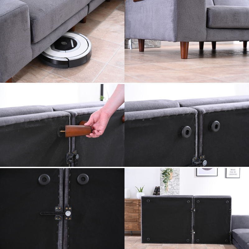 新品 一時撥水 傷に強い ファブリック張り コーナーソファー ダークグレー 7点セット リビングソファ 応接 L字型 DGY 布製 大型:ST11-48W02_画像7