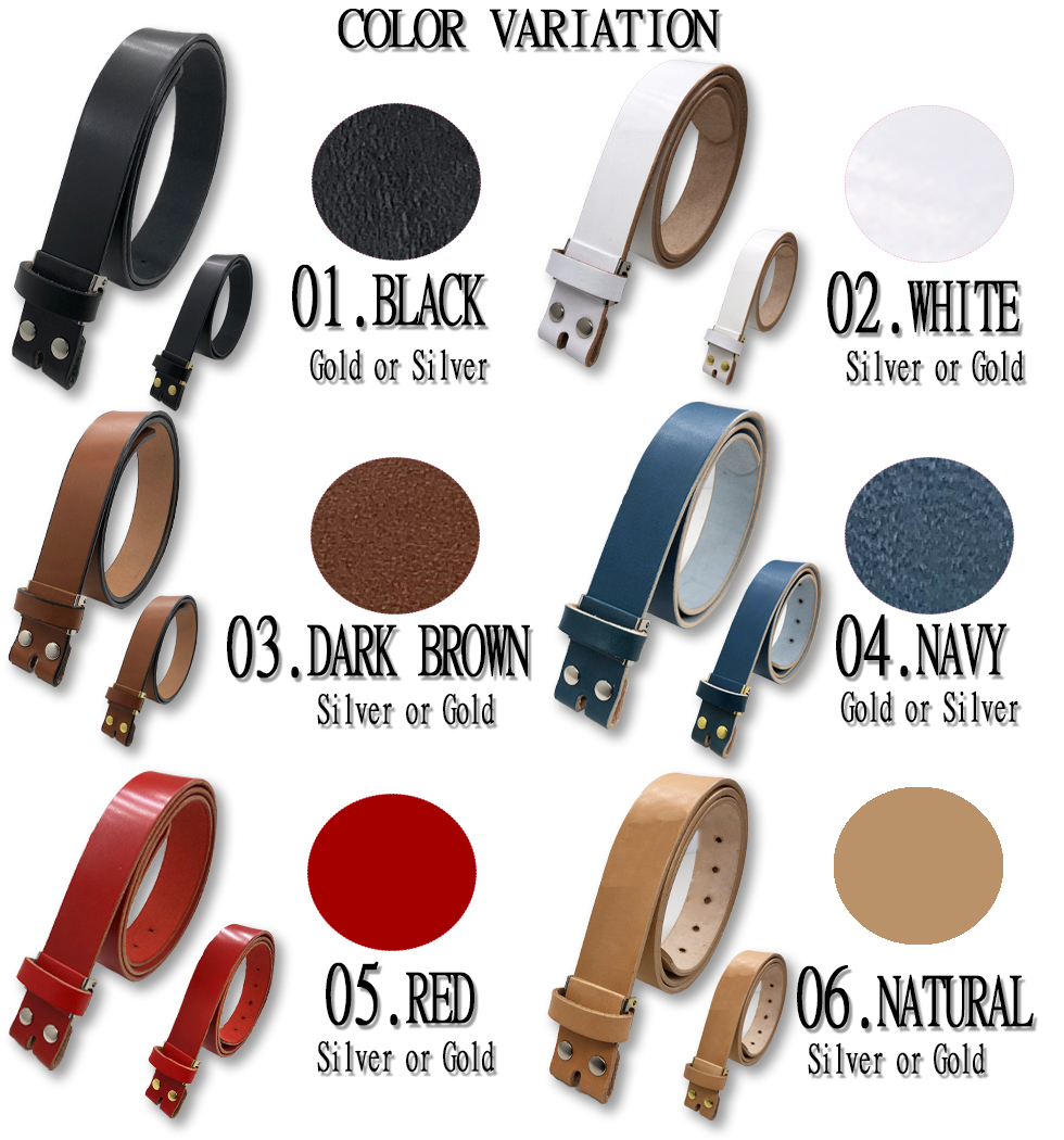 新品 栃木レザー カジュアルベルト Lサイズ メンズ 無地 帯のみ ベルト 本革 交換用 取り換え 牛革 35mm 黒 ブラック 銀ホック W049BKS-L_画像7