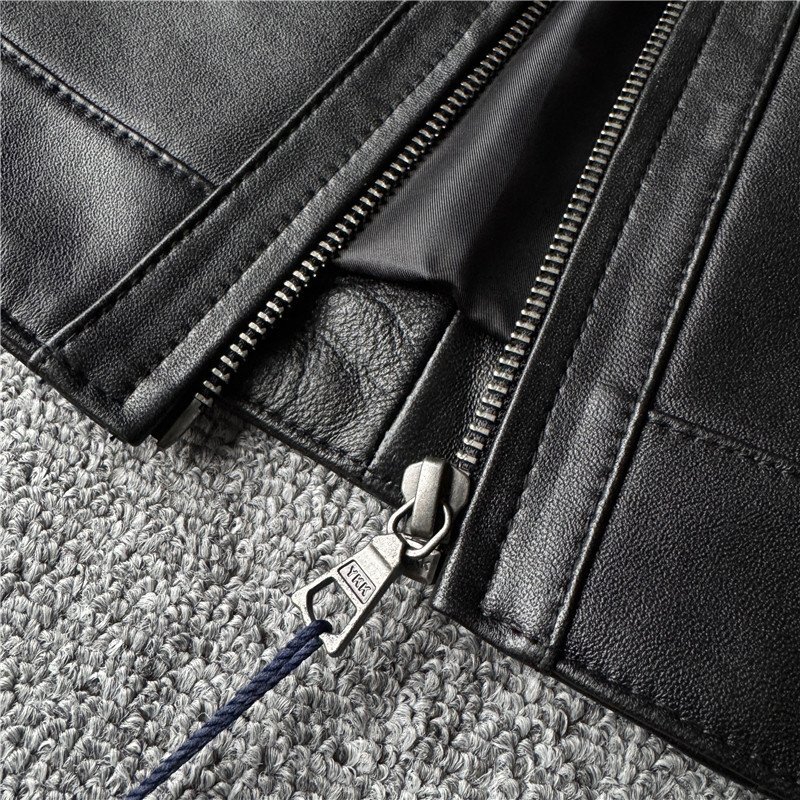 至高の逸品 EU製 DCKMANY 新品 上質羊革 イタリアレザー ジャケット 本革 秋冬 メンズ 革ジャン ライダース ラム ブルゾン/黒C9948-XL_画像7