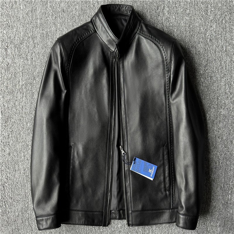 至高の逸品 EU製 DCKMANY 新品 上質羊革 イタリアレザー ジャケット 本革 秋冬 メンズ 革ジャン ライダース ラム ブルゾン/黒C9948-XL_画像1