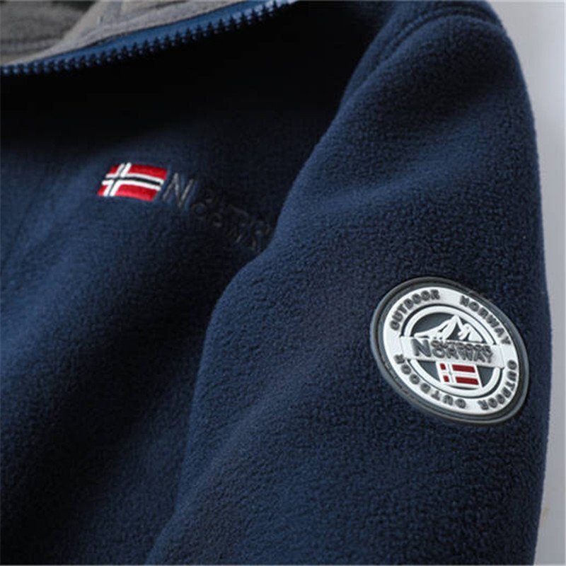 新品 フリース ジャケット デザイナーズ フード付き ジップブルゾン 暖かさ 裏ボア 厚手メンズ 秋冬 フードブルゾン アウター 紺 T7161-XL_画像4