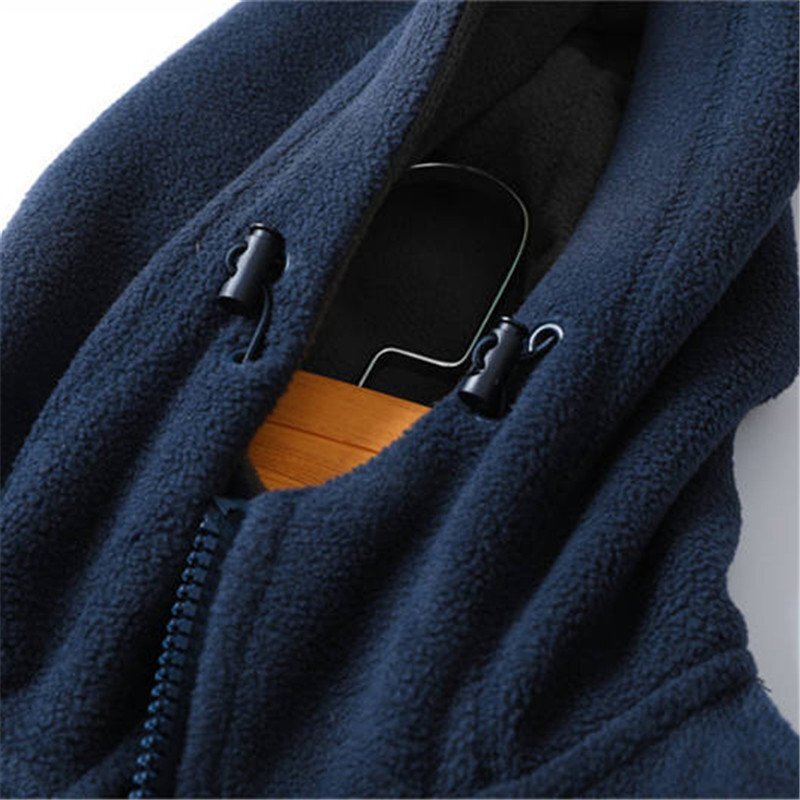 新品 フリース ジャケット デザイナーズ フード付き ジップブルゾン 暖かさ 裏ボア 厚手メンズ 秋冬 フードブルゾン アウター 紺 T7161-XL_画像3