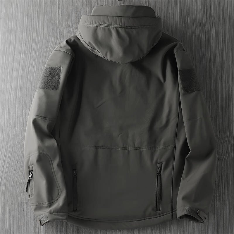 新品 国内未販売 ソフトシェルジャケット アウトドア 裏起毛 フード付き 防風 多ポケット マウンテンパーカ メンズジャケット 灰 T7029-XL_画像7