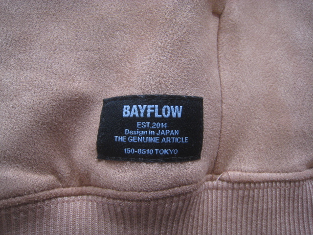 美品!!ベイフロー BAYFLOW*ロゴタグ付き フェイクスエード スウェットパーカ 3 実寸M 茶 ブラウン 海上がりに着たい エコスエード_画像5