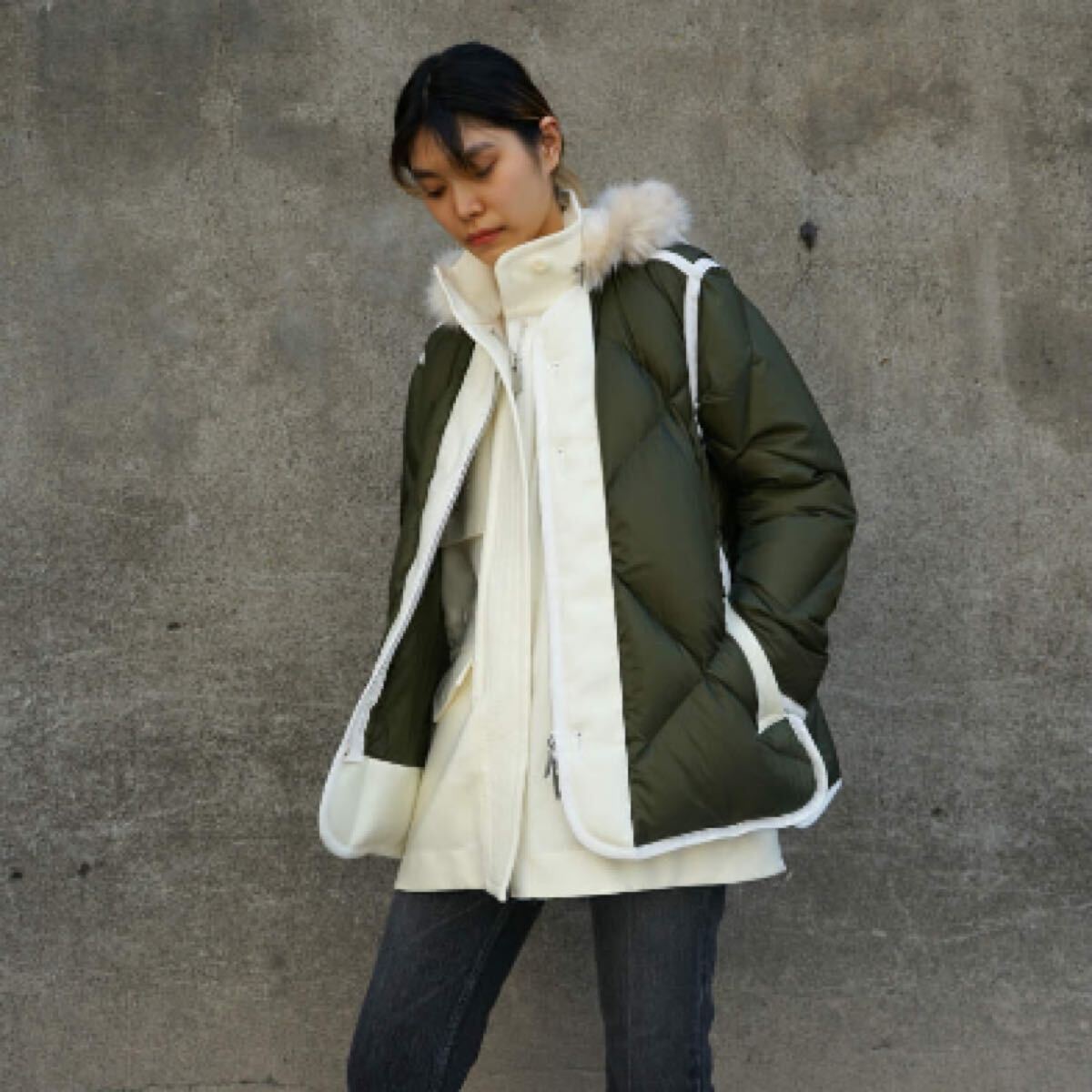 sacai サカイ コレクション クリーニング済 レア人気ダウン コート ユニセックス着用 _画像3