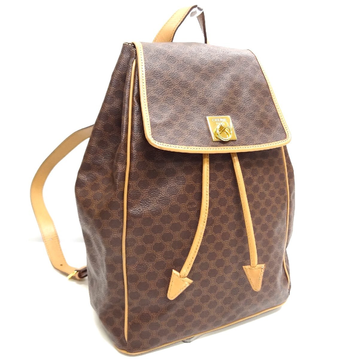 CELINE セリーヌ マカダム リュックサック M161 バッグパック PVC×レザー MADE IN ITALY CELINE MACADAM ☆P_画像1