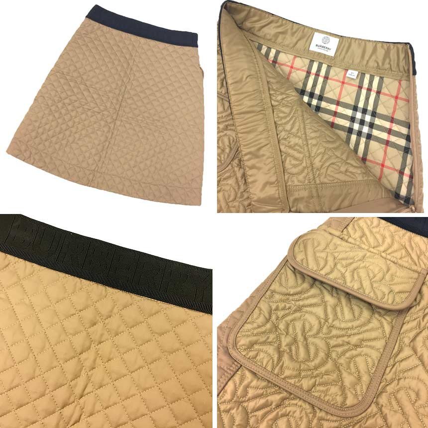 BURBERRY バーバリー キルティング スカート キッズ ガールズ 128cm 8Y 135/59 ベージュ 美品 送料無料 aq11681_画像2