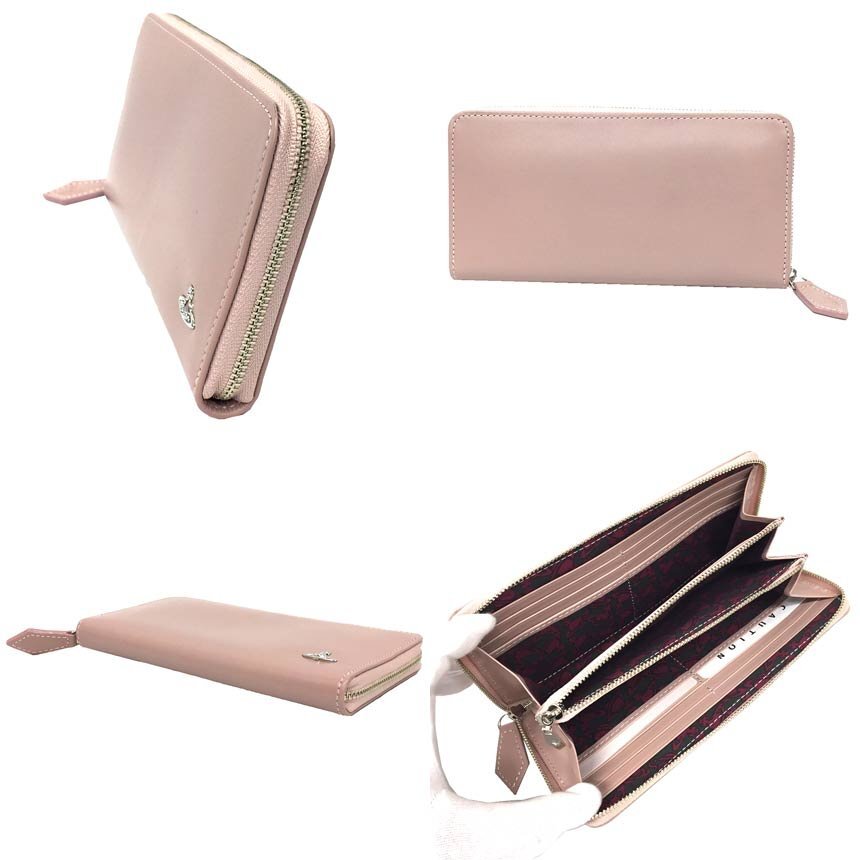 vivienne westwood ヴィヴィアンウエストウッド ラウンドファスナー長財布 3118M12 ヴィンテージWATER ORB レザー ピンク 未使用 aq11887_画像2