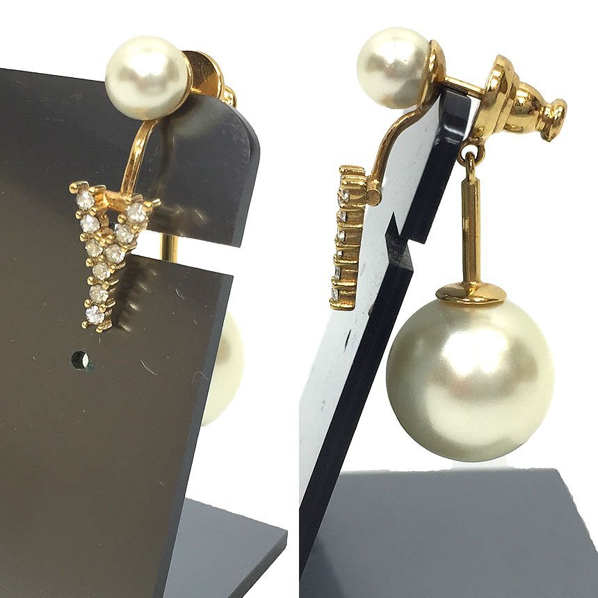  бесплатная доставка DIOR Christian Dior Christian Dior initial жемчуг Yto соперник одиночный серьги одна сторона уголок для б/у aq10848