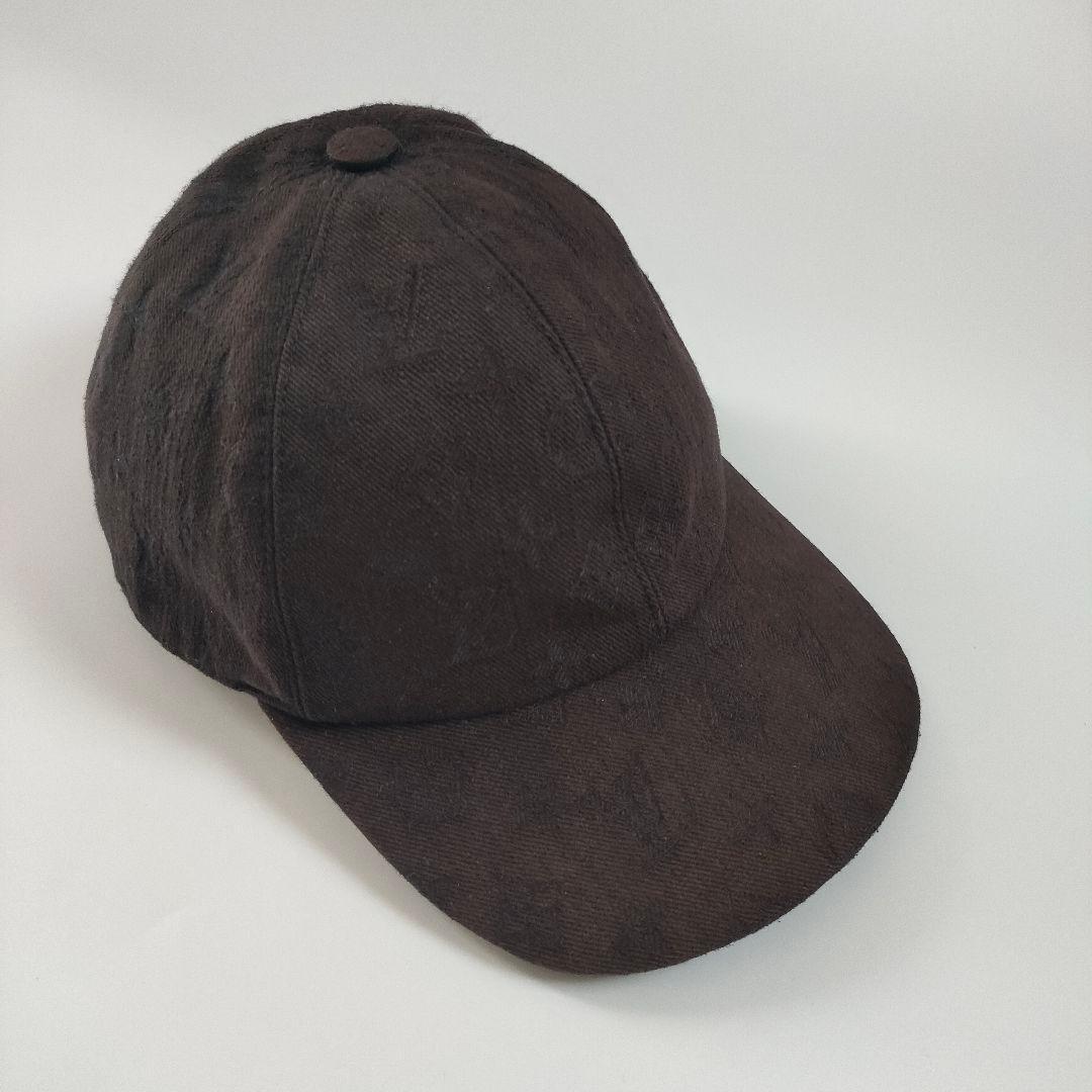 ルイヴィトン モノグラム エッセンシャル ブラウン M76585 キャップ 帽子 ジャガード シャドー 総柄 ヌメ革 _画像3