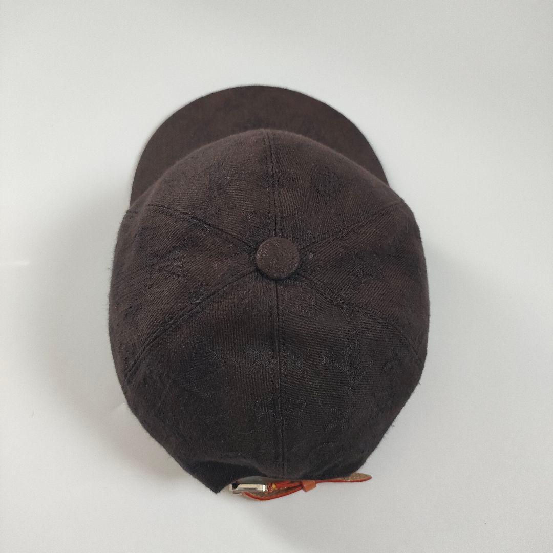 ルイヴィトン モノグラム エッセンシャル ブラウン M76585 キャップ 帽子 ジャガード シャドー 総柄 ヌメ革 _画像4