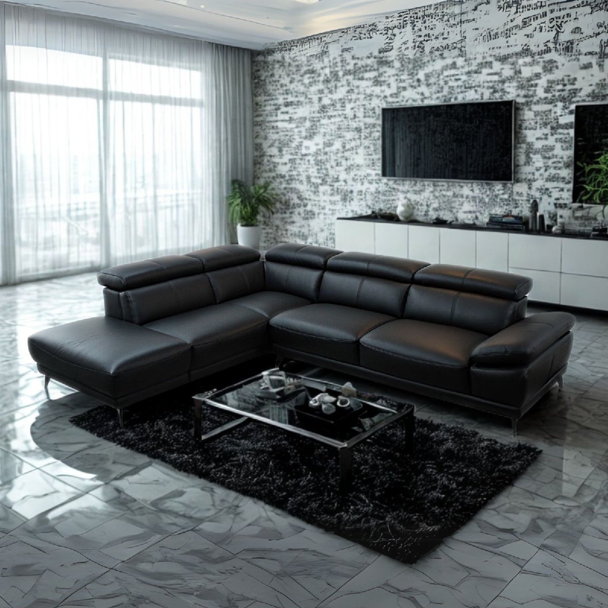  бесплатная доставка кушетка диван угловой диван Италия производства толщина кожа большой черный [ угол сиденье : левый правый выбор .. ] Vito-2p-couch-ot m99