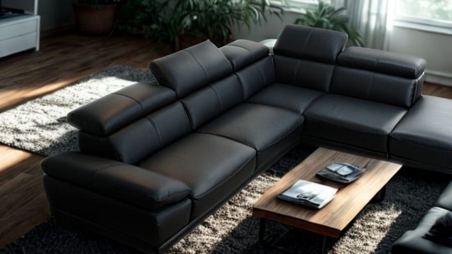  бесплатная доставка кушетка диван угловой диван Италия производства толщина кожа большой черный [ угол сиденье : левый правый выбор .. ] Vito-2p-couch-ot m99