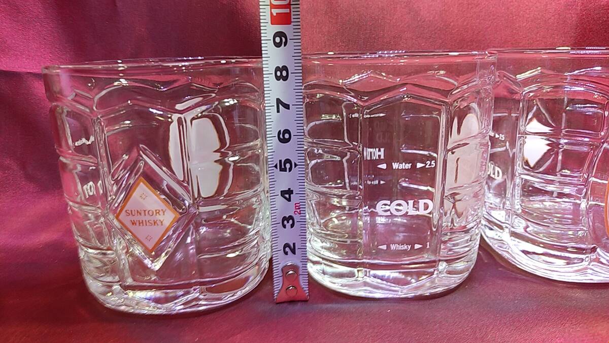 サントリーホワイト 亀甲グラス 3個セット ロックグラス★ウイスキー 角★G098_画像2
