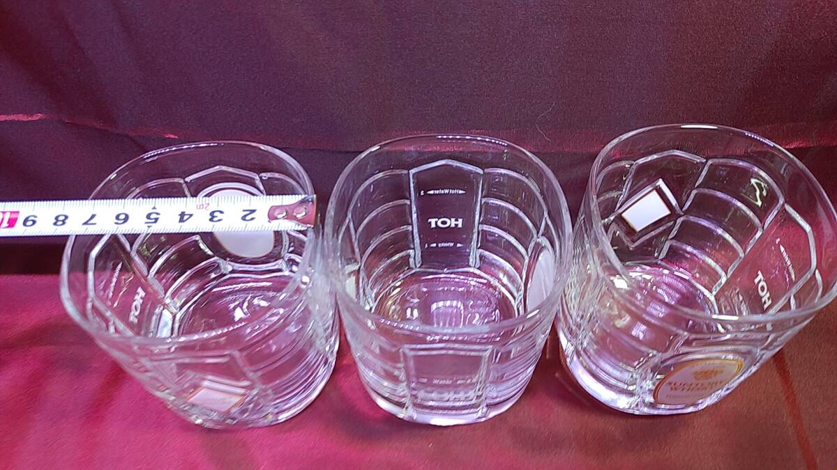 サントリーホワイト 亀甲グラス 3個セット ロックグラス★ウイスキー 角★G098_画像3