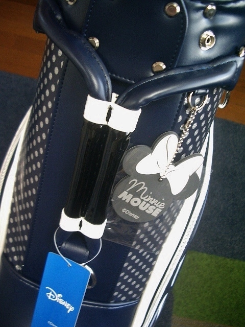 未使用　ディズニー　ミニーマウス　レディース　キャスター付き　合皮レザー　ネイビー紺白赤　ゴルフバッグ_画像8