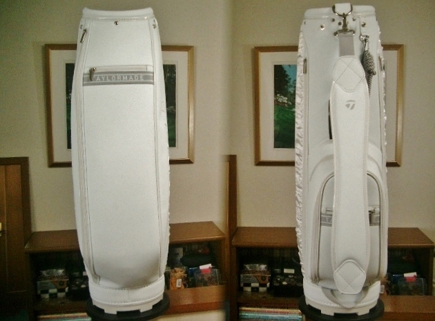 未使用　テーラーメイド　レディース　エレガンス・デザイン　タックリボン風　合皮レザー　オフ白グレー　ゴルフバッグ_画像2