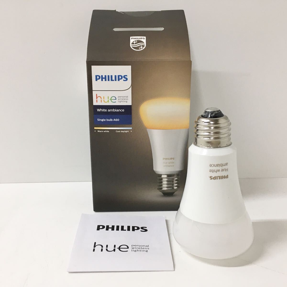 PHILIPS Hue White Ambiance A60 2200-6500Kの色温度 800ルーメンの明るさ LED 暖色 寒色 ソケットタイプ E26 電球 バルブ 調光可能_画像1