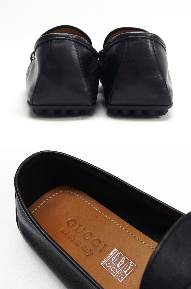 グッチ　シェリーライン　ドライビングシューズ　ビー　レザー　黒　約26.5～27cm[20251106]_画像4