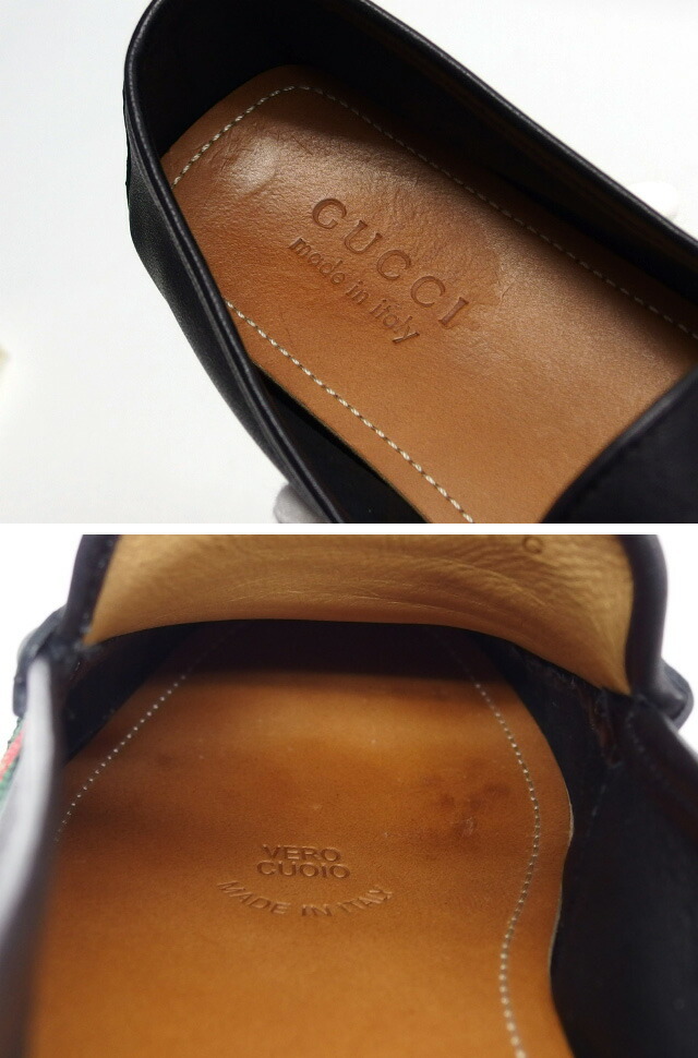 グッチ　シェリーライン　ドライビングシューズ　ビー　レザー　黒　約26.5～27cm[20251106]_画像9
