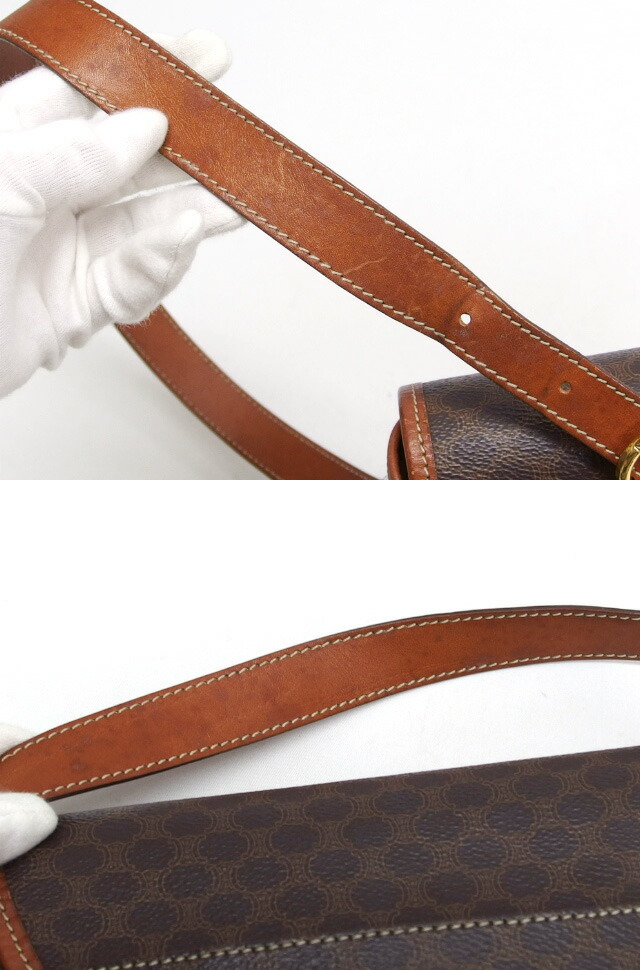 セリーヌ　マカダム柄　ショルダーバッグ　ロゴチャーム付き[訳あり][20251109]_画像6