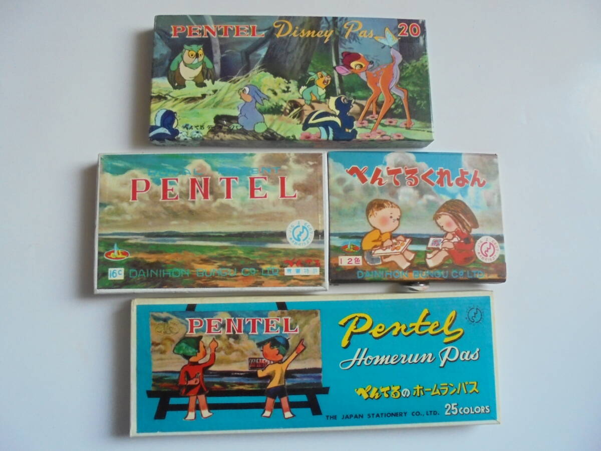 ◆当時物◆ ぺんてるクレヨン 4個◆ディズニーパス大日本文具(株)◆PENTEL昭和レトロ文房具◆_画像1
