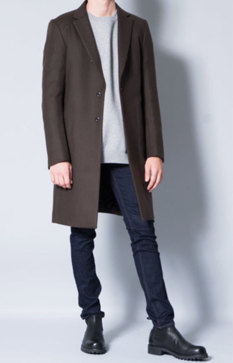 ATTACHMENT カシミヤ混メルトン チェスターコート ブラック サイズ2_画像1