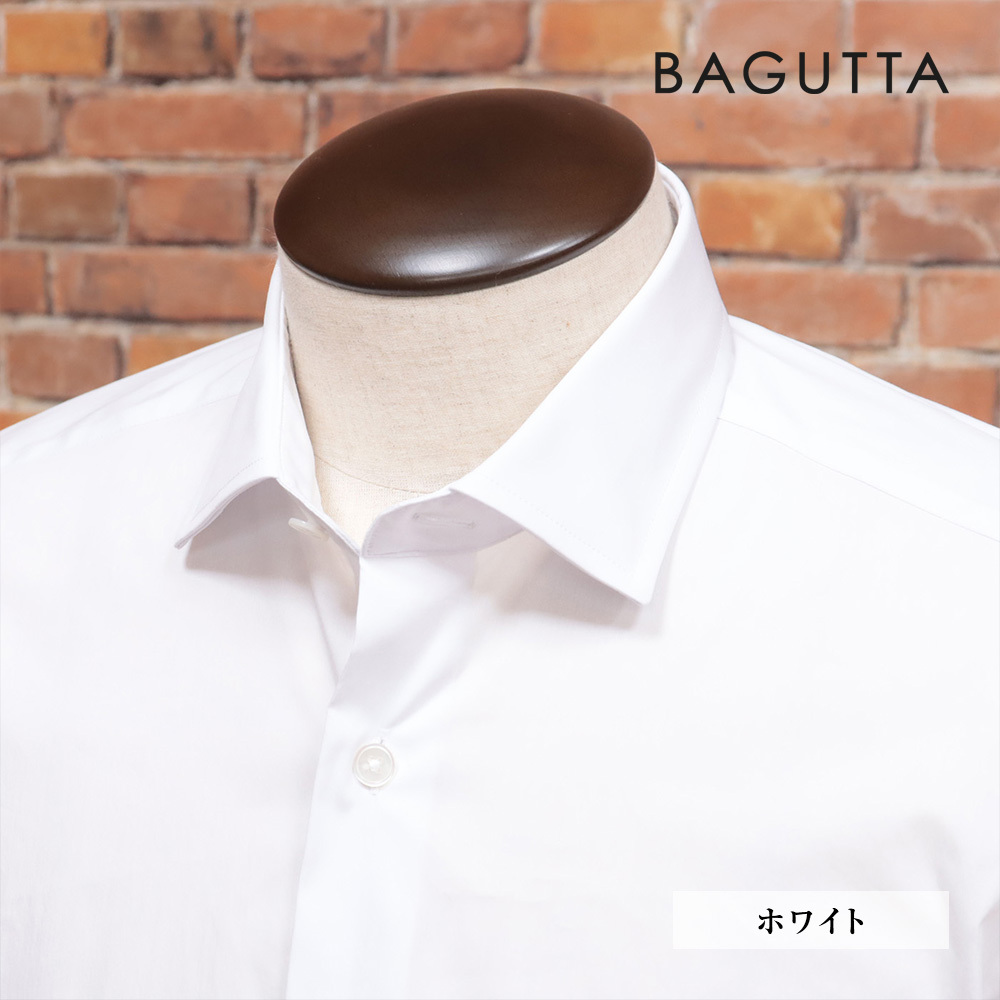 1円/BAGUTTA/42cm/ドレス シャツ LEO EBL CN09672 ストレッチ 無地 万能 シンプル ビジネス バグッタ 長袖 新品/白/ホワイト/kg145/_画像1