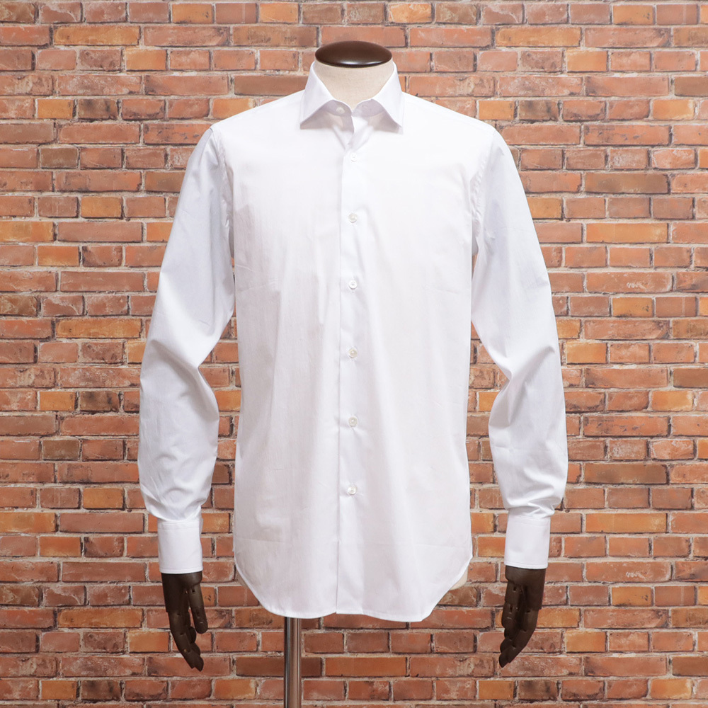 1円/BAGUTTA/42cm/ドレス シャツ LEO EBL CN09672 ストレッチ 無地 万能 シンプル ビジネス バグッタ 長袖 新品/白/ホワイト/kg145/_画像2
