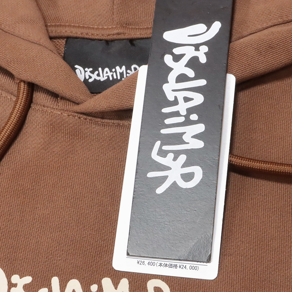 1円/DISCLAIMER/Lサイズ/パーカー フーディー バックプリント ビッグシルエット 裏パイル スウェット 新品/茶色/ブラウン/mc261/_画像8