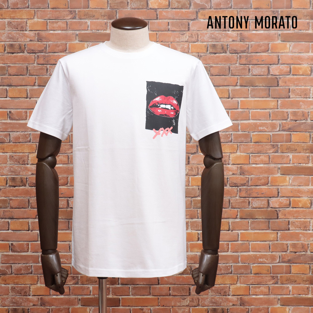 1円/春夏/ANTONY MORATO/Mサイズ/半袖Tシャツ グラフィック プリント 綿100% 新品/白/ホワイト/km142/_画像1