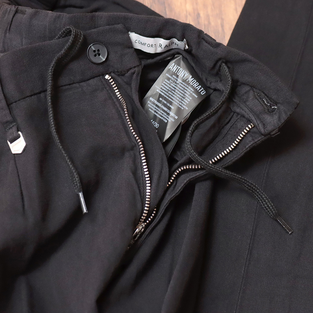 1円/ANTONY MORATO/36インチ/イージーテーパードパンツ コットン リネン ウォッシュ アントニーモラート 新品/黒/ブラック/ma234/_画像4