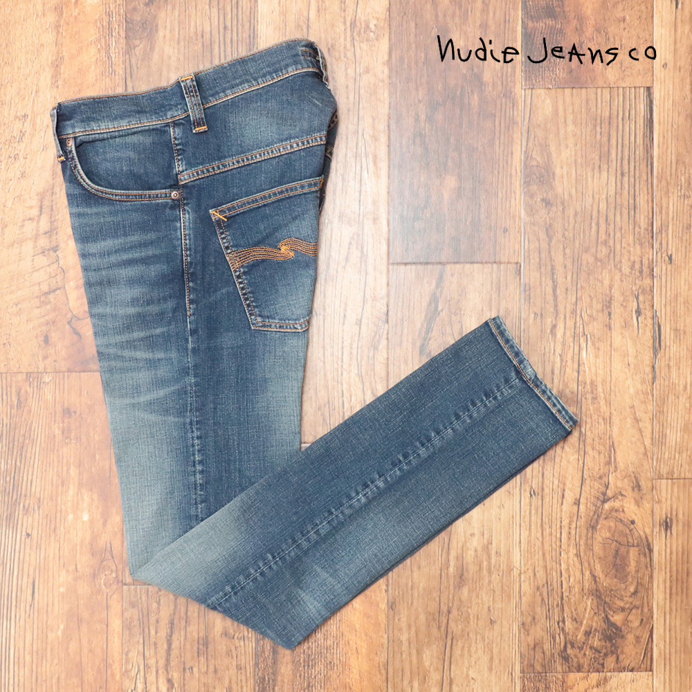 1円/Nudie Jeans/30サイズ/デニムパンツ THIN FINN 112917 OSCAR WORN DARK ヴィンテージ ストレッチ 美脚 新品/青/ブルー/kt127/_画像1
