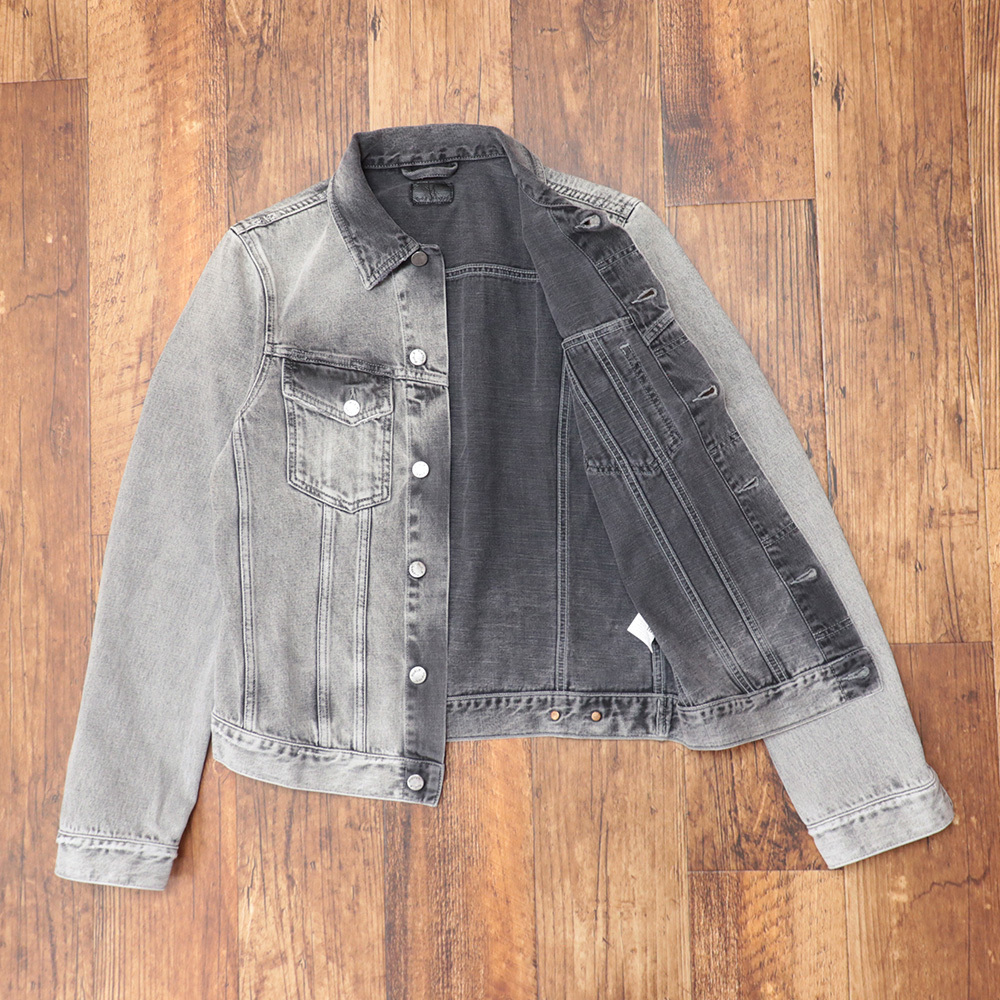 1円/Nudie Jeans/Mサイズ/デニムジャケット BILLY LIGHT TRASHED フェード加工 ヌーディージーンズ 新品/グレー/mf187/_画像5