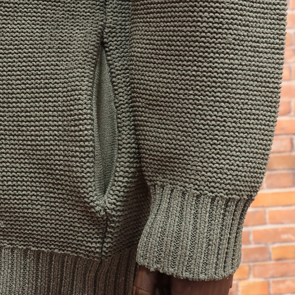 1円/24AW/TETE HOMME/Lサイズ/ドライバーズ ニットブルゾン 1024513021 ガーター編み ウォッシャブル リラックス 新品/カーキ/ma456/_画像3