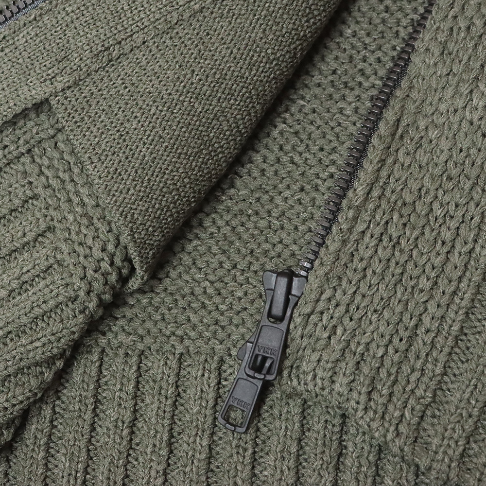 1円/24AW/TETE HOMME/Lサイズ/ドライバーズ ニットブルゾン 1024513021 ガーター編み ウォッシャブル リラックス 新品/カーキ/ma456/_画像4