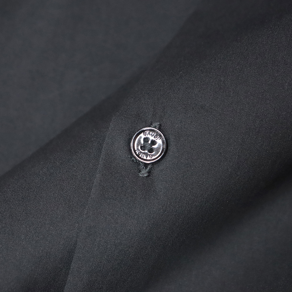 1円/GAUDI/Lサイズ/長袖シャツ C521GU45002 イタリア製 綿混 ストレッチ 無地 薄手 今期 ガウディ 新品/黒/ブラック/mc301/_画像4