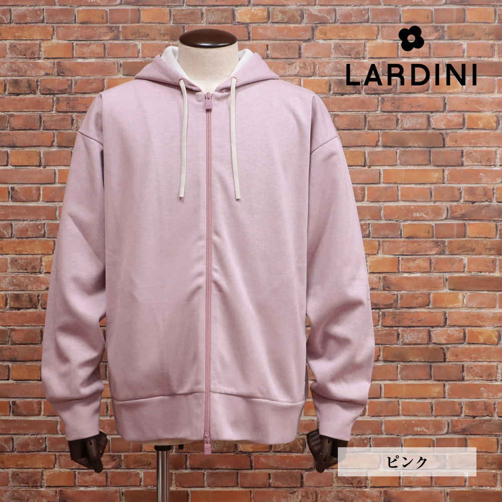 1円/LARDINI/XLサイズ/パーカー EQLMML351 EQ62023 ジャージー伸縮 無地 万能 ダブルジップ イタリア製 新品/ピンク/kg155/_画像1