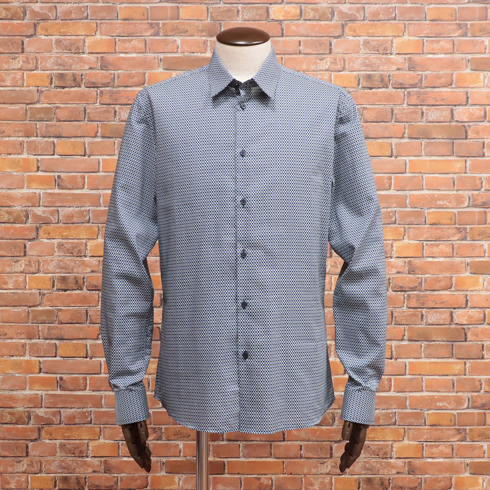 1円/GAUDI/Lサイズ/長袖シャツ C521GU45008 オーバル柄 小紋 プリント 綿100％ 今季 ガウディ 新品/紺/ネイビー/mc305/_画像2