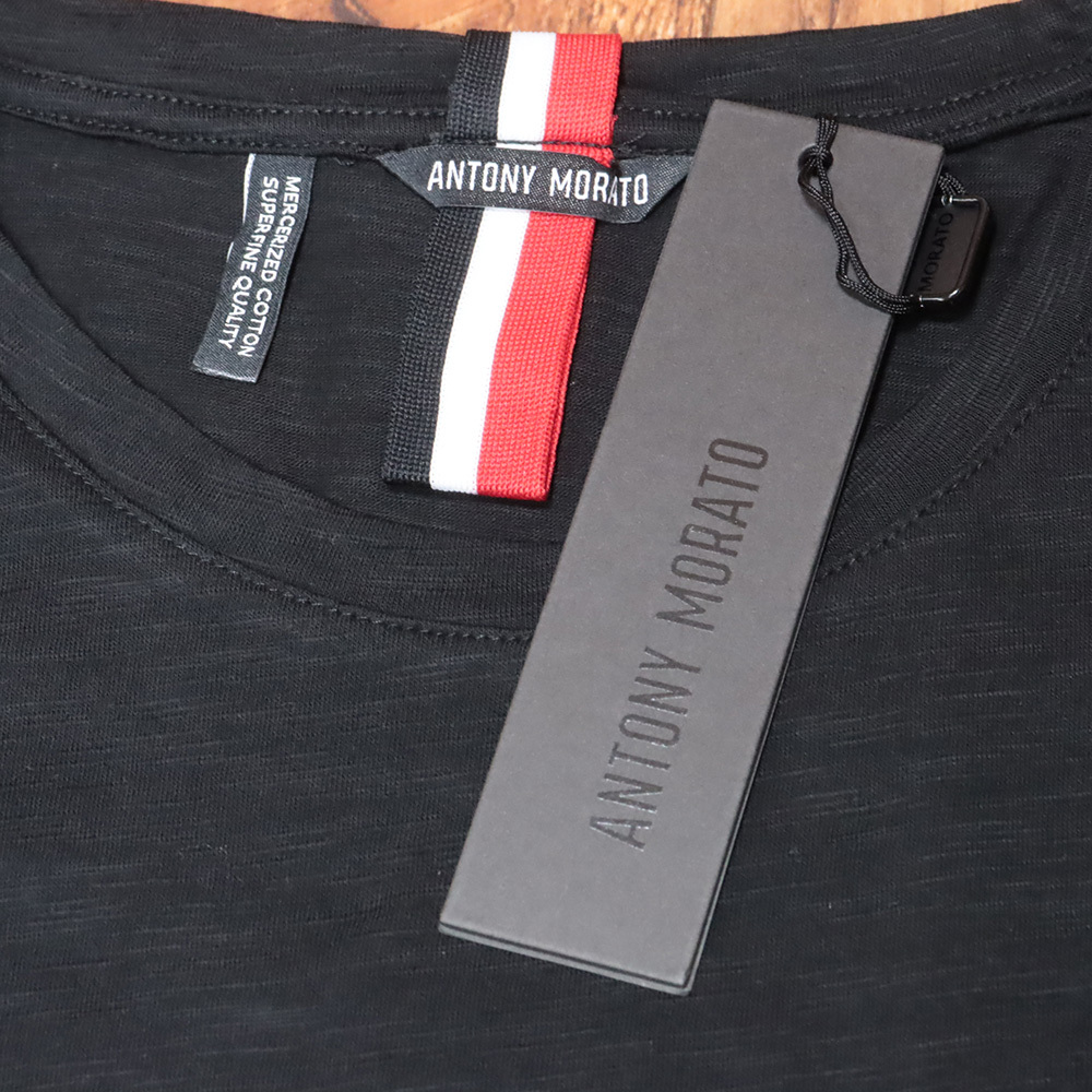 1円/ANTONY MORATO/Lサイズ/半袖Tシャツ 胸ポケット コットン アントニーモラート 新品/黒/ブラック/km140/_画像7