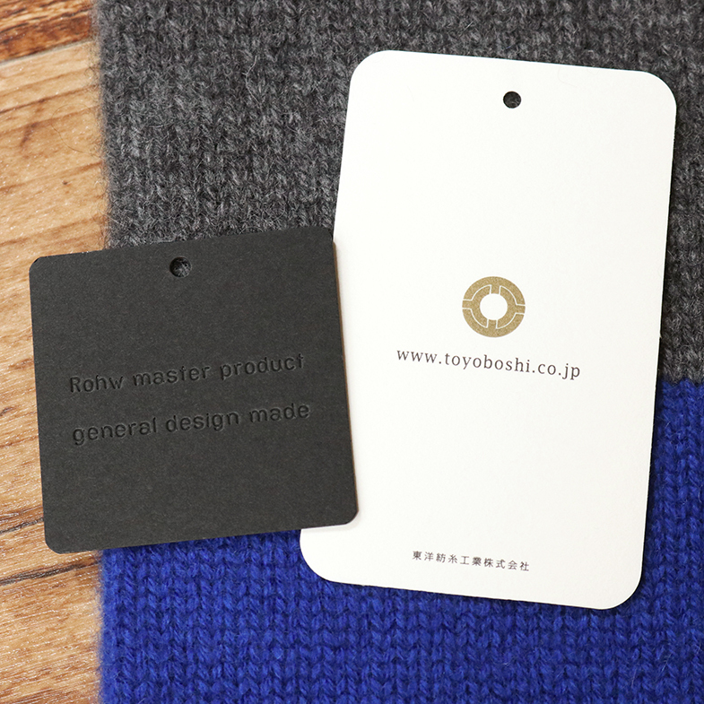 1円/general design made/カシミヤ100％ ニット ミニマフラー 日本製 メンズ ジェネラルデザインメイド 新品/グレー×青/jh331/_画像4