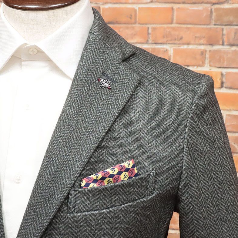 1円/秋冬/g-stage/44サイズ/快適ジャケット ダウンファブリック しっとりジャージー快適 ヘリンボーン 防寒 新品/ダークグレー/je117a/_画像3