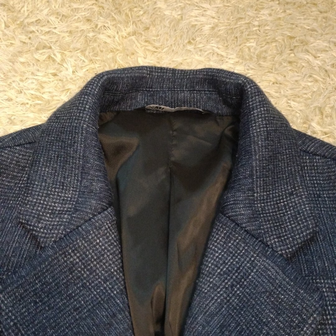 超希少XL！ザラ【大人の色気】ZARA チェスターコート ロングコート ネイビー アンコン 大きいサイズ 美シルエット 総裏地 高級感 42(LL_画像4