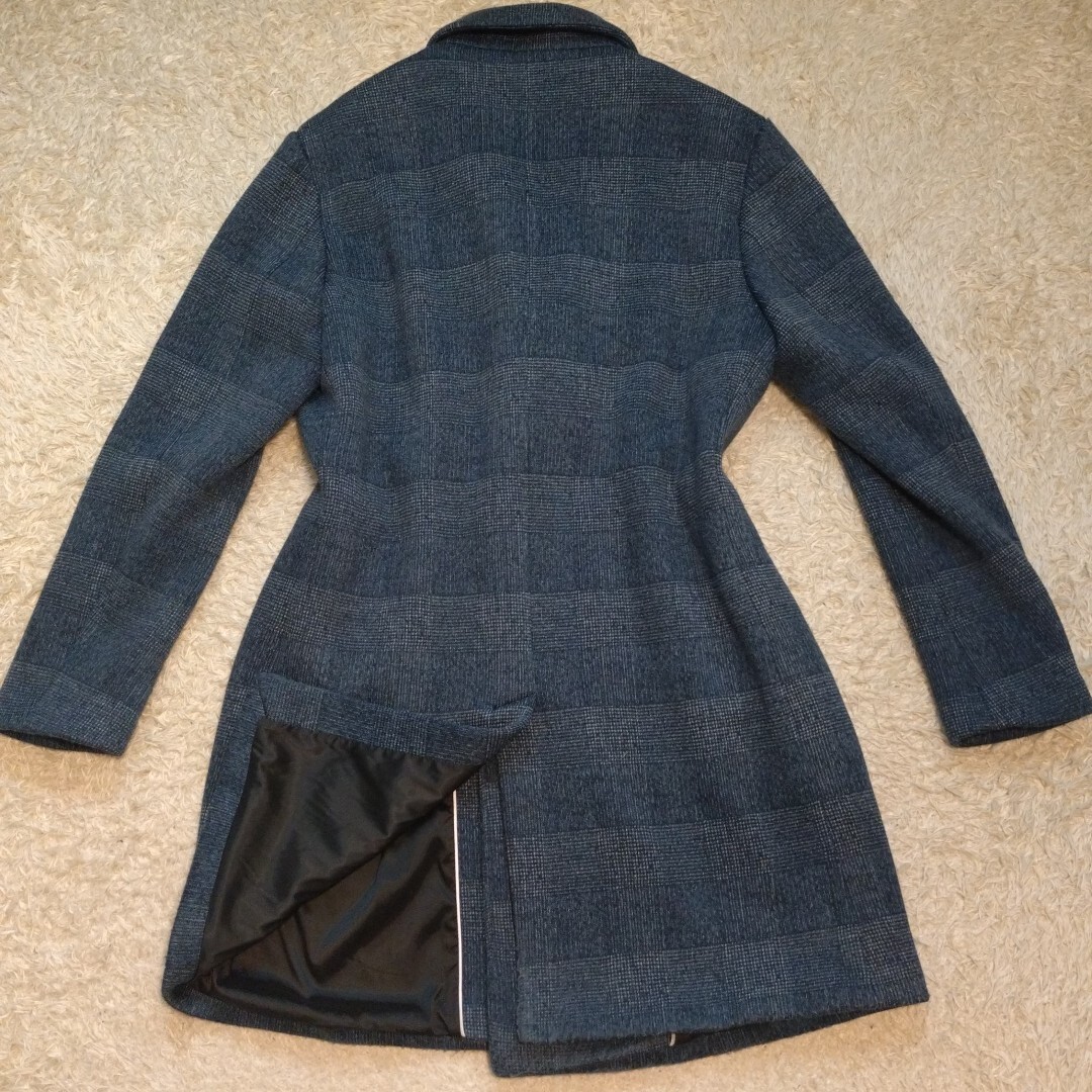 超希少XL！ザラ【大人の色気】ZARA チェスターコート ロングコート ネイビー アンコン 大きいサイズ 美シルエット 総裏地 高級感 42(LL_画像7
