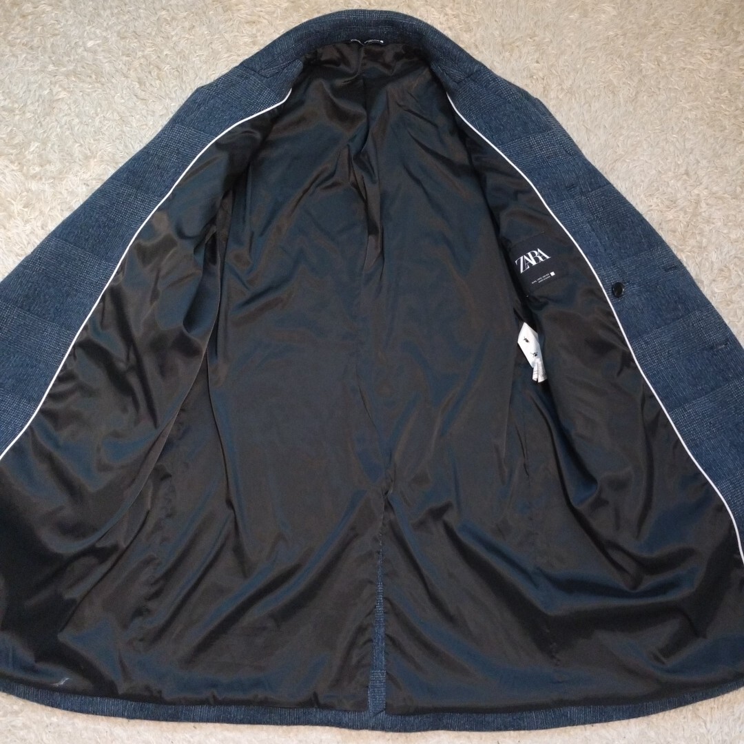 超希少XL！ザラ【大人の色気】ZARA チェスターコート ロングコート ネイビー アンコン 大きいサイズ 美シルエット 総裏地 高級感 42(LL_画像8