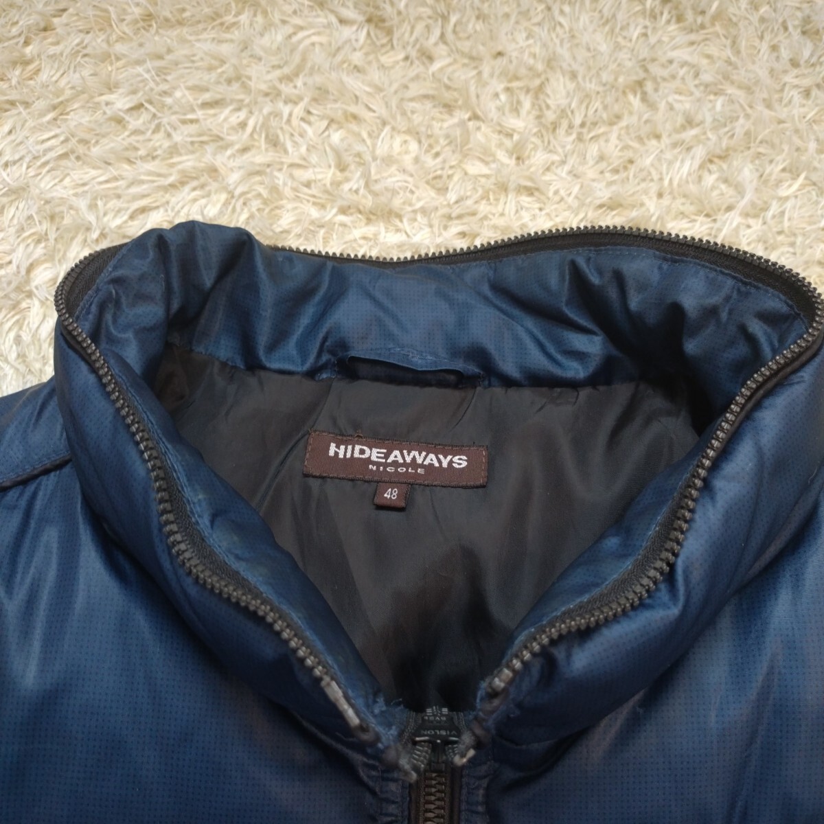 希少L！ニコル【極暖の極み】NICOLE ダウンジャケット ネイビー系 アウター 美シルエット 中綿 ダウン フェザー 秋冬◎ お洒落 上品 48(L_画像4